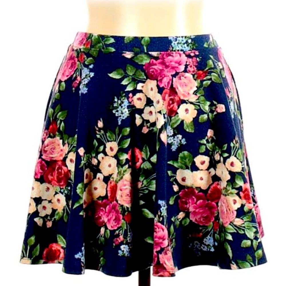 Navy Floral Skirt - Picture 2 of 6